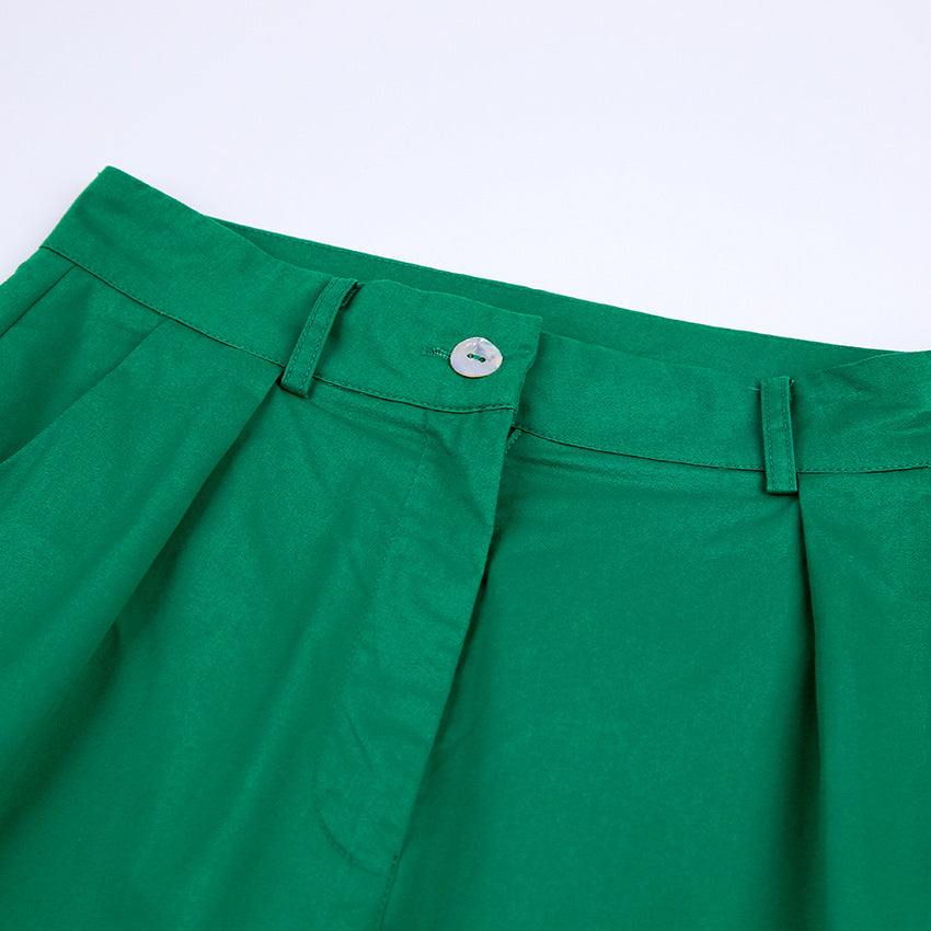 Sexy Summer Cotton Green Crop Tops and Pants Sets