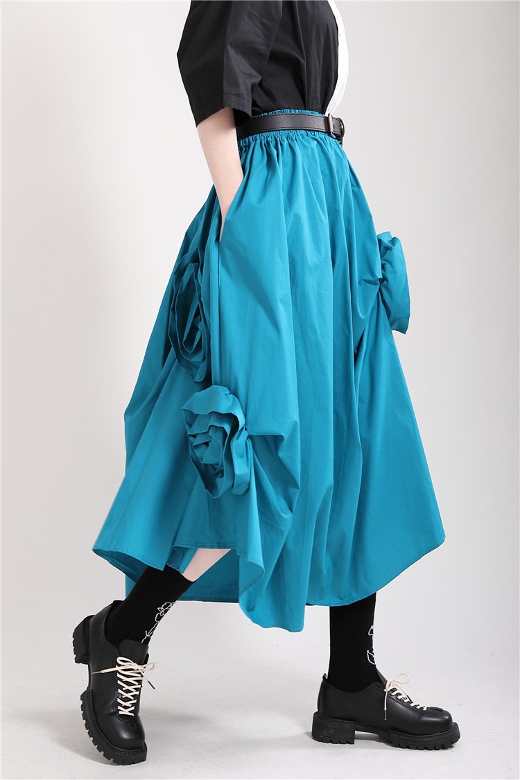 Casual 3D Flower Decoration Women Skirts