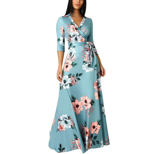 Plus Sizes Floral Women Autumn Party Dresses