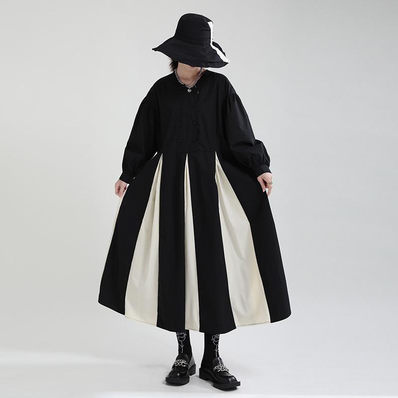Women Black&white Fall Long Cozy Dresses