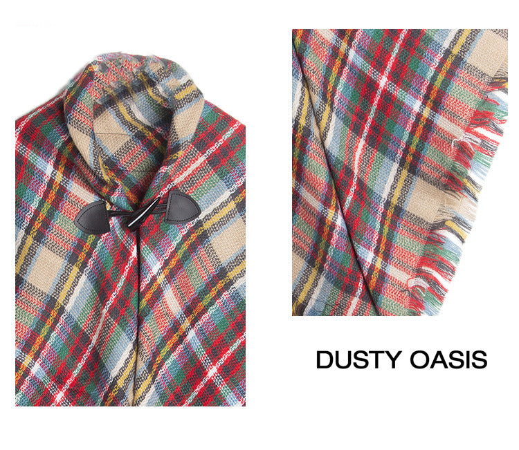 Winter Plaid Cloak Capes for Kids