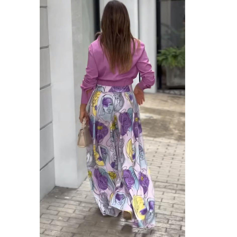 Summer Casual Long Sleeves Shirts and Wide Leg Pants Women Suits