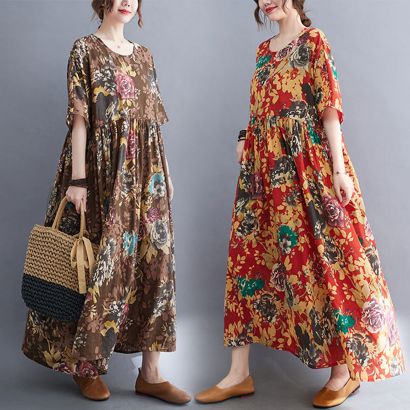 Vintage Linen Summer Long Dresses