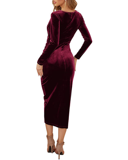 Vintage V Neck Irregular Long Sleeves Party Dresses