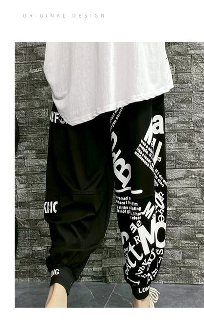 Casual Summer Letter Designed Women Plus Sizes Ankle-tied Pants