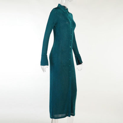 Sexy High Waist Knitting Long Sleeves Split Long Dresses--Free Shipping at meselling99