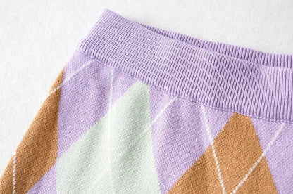 Elegant Midriff Baring Short Tops and Mini Knitting Skirts