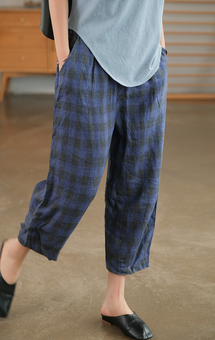 Casual Comfort Elastic Waist Linen Harem Pants