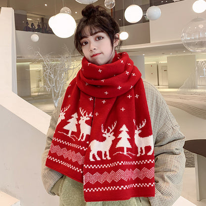 Christmas Lovely Elk Design Knitted Scarves