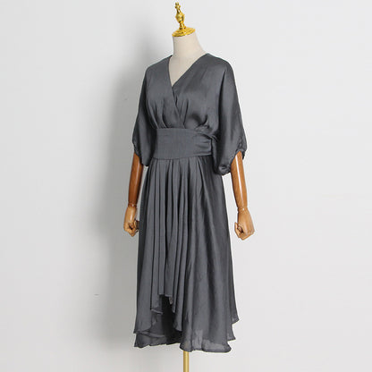 Elegant Lace Up Gray Long Dresses