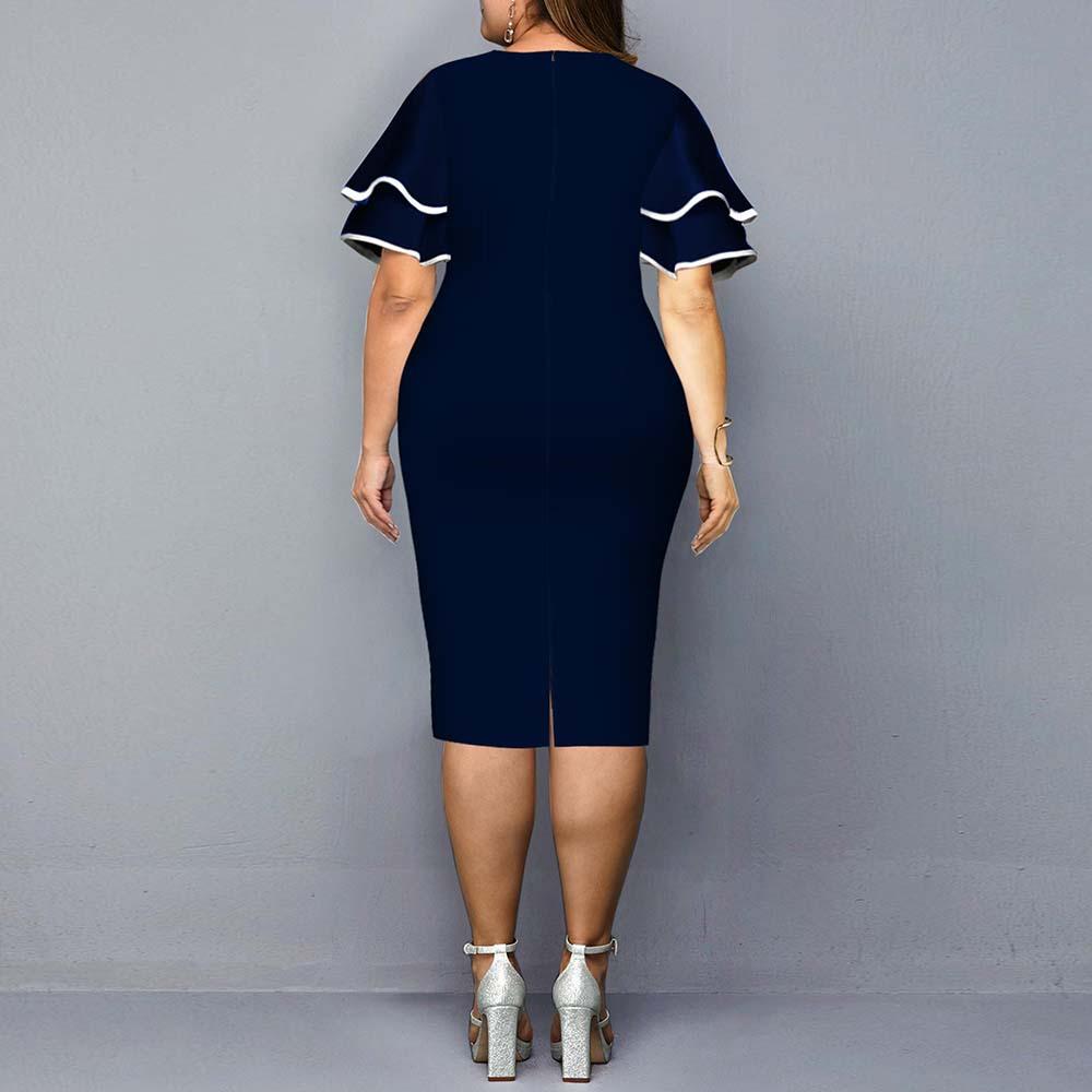 Women Plus Sizes Print Fall Dresses-STYLEGOING