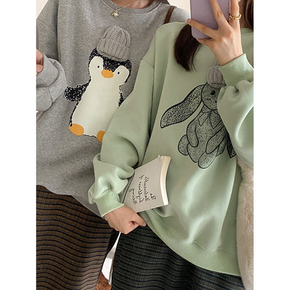 3D Animal Design Velvet Hoodies for Girls