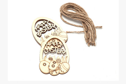 Happy Easter Day Wooden DIY Pendant for Decoration