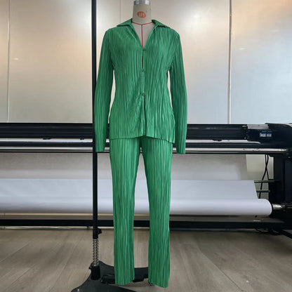Casual Summer Long Sleeves Shirts and Pants Sleepwear