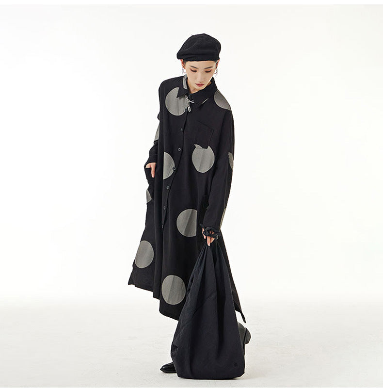 Designed Dot Print Plus Sizes Shirts Cotas for Women