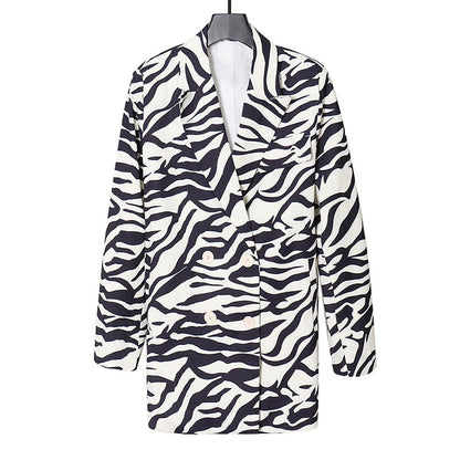 Women Zebra Print Office Lady Blazer Coats