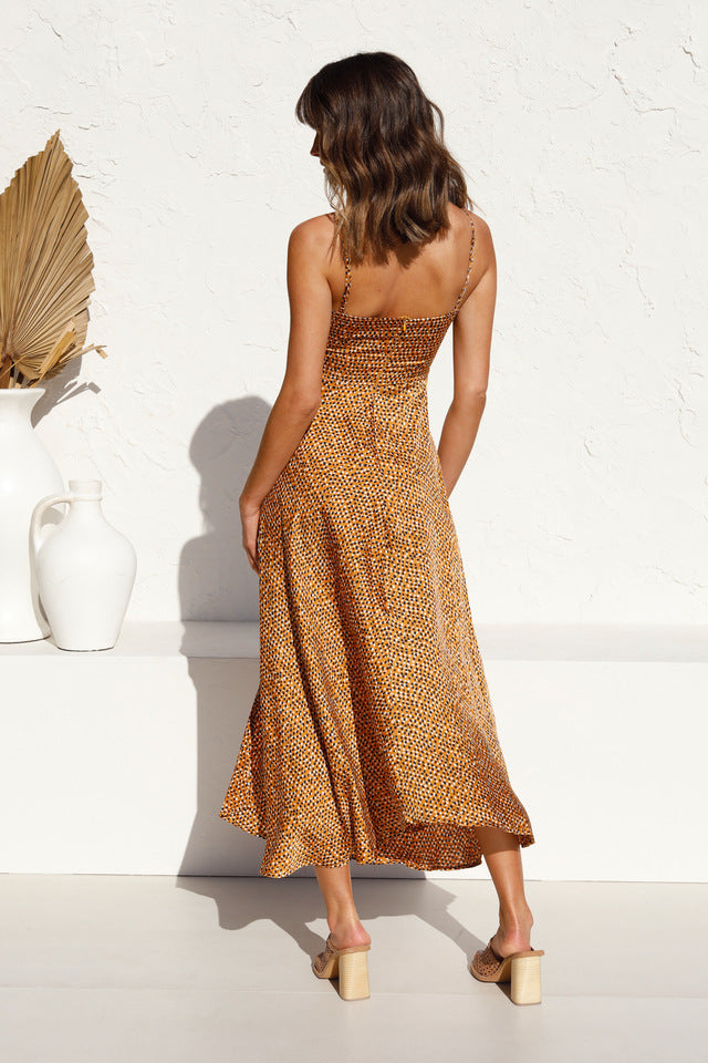 Sweety Summer Floral Print Sleeves Long Dresses