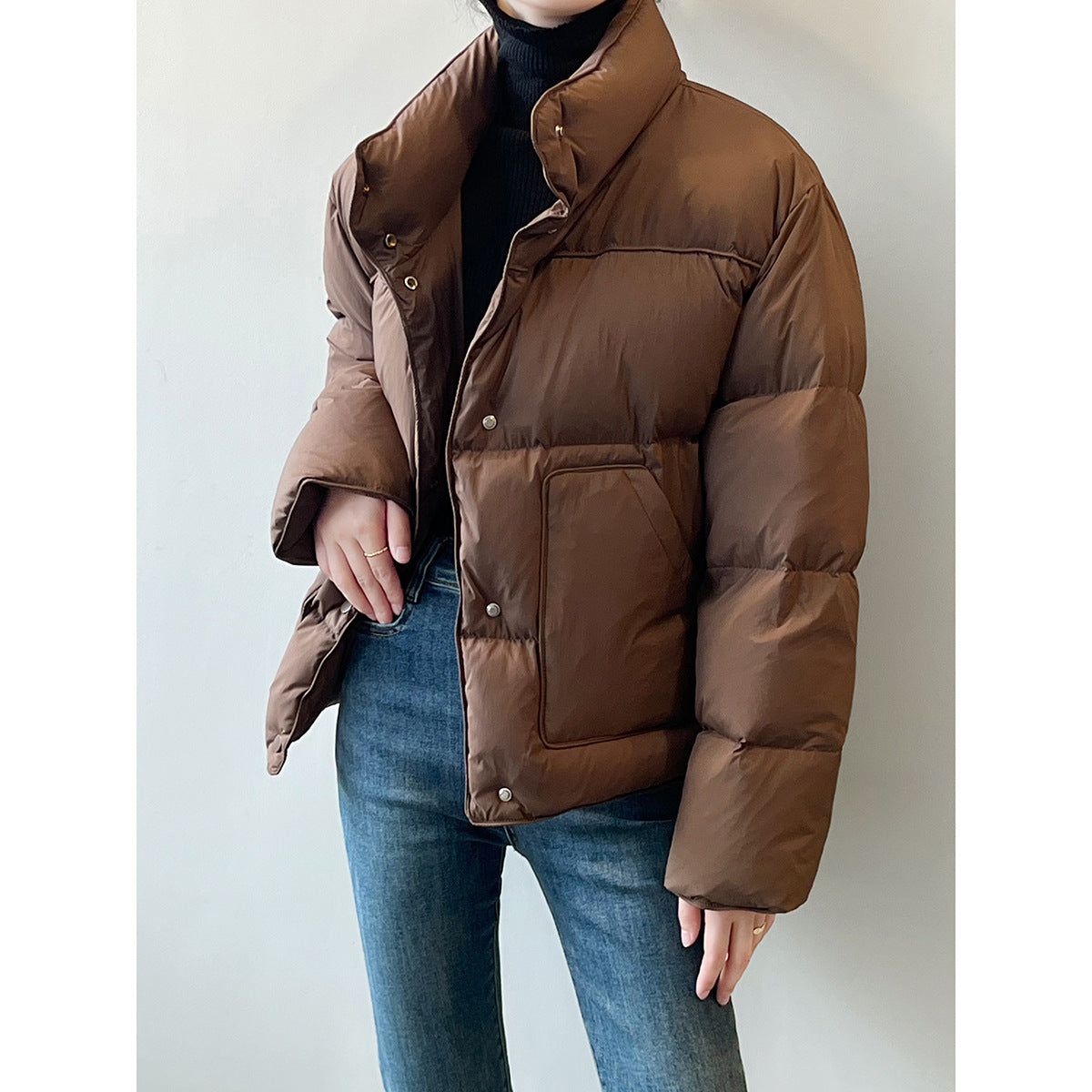 Winter Stand Collar Warm Cotton Short Coats for Women