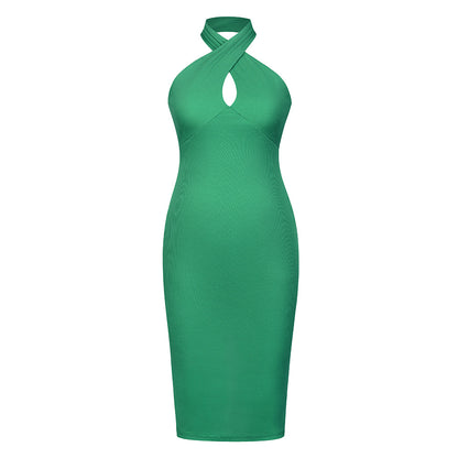Sexy Halter Backless Knitted Midi Dresses
