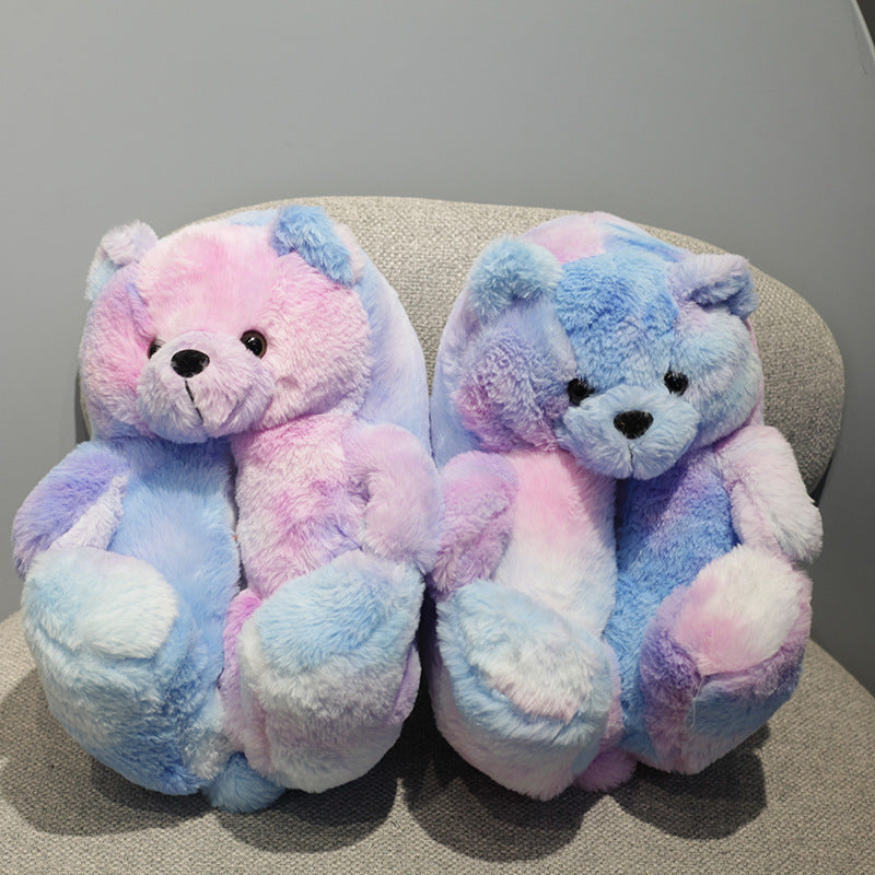 Winter Teddy Bear Plush Slippers