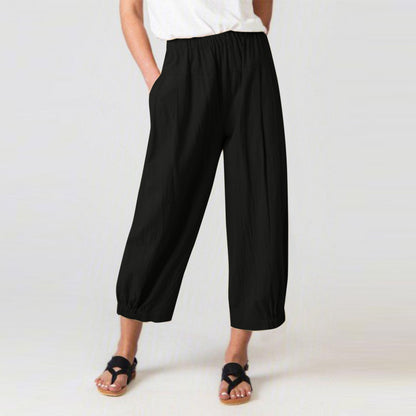 Loose High Waist Cropped Wide Legs Pants