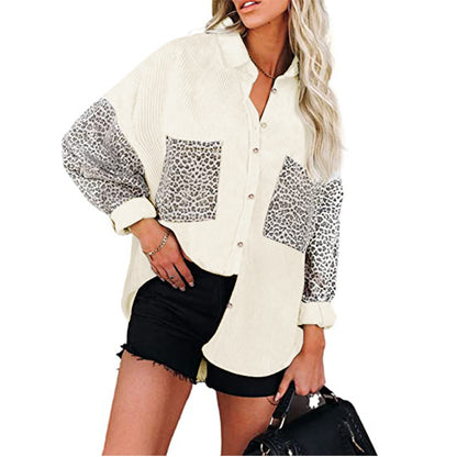Casual Leopard Design Women Long Sleeves Shirts