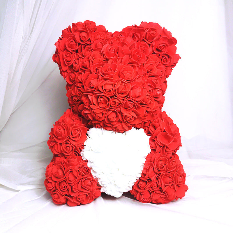 Valentine's Gift Preserved Flowers Rose Bear 25cm