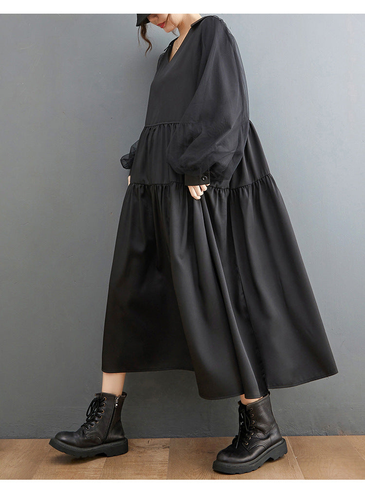 Plus Sizes Tulle Long Sleeves Black Fall Dresses