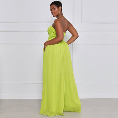 Sexy Strapless High Waist Chiffon Summer Jumpsuits