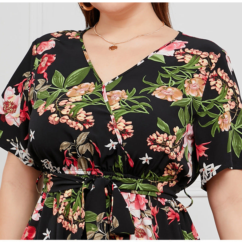 Women Floral Print Plus Sizes Dresses