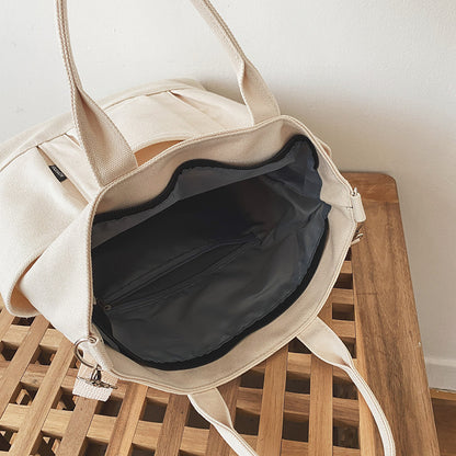 Women Large Storage Multi Pockets Canvas Mom Tote Handag