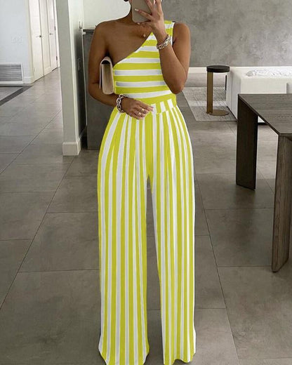 Simple One Shoulder Cozy Jumpsuits-STYLEGOING