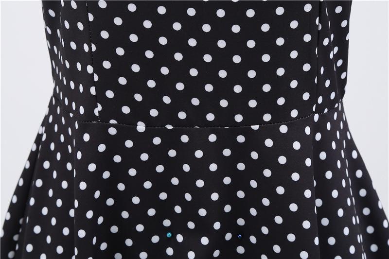 Short Sleeve Square Neckline Print Dot Dresses-STYLEGOING