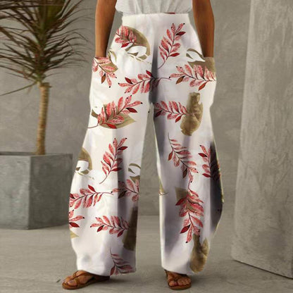 Casual Natural Waist Wide Legs Summer Long Pants