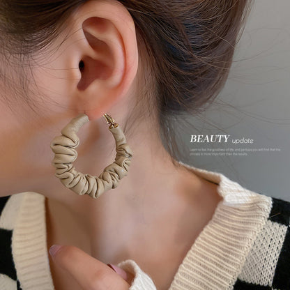 Vintage Round Shape Pu Leather Women Earrings