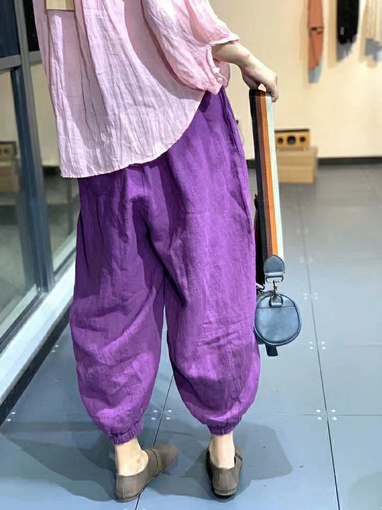 Vintage Linen Plus Sizes Women Harem Pants