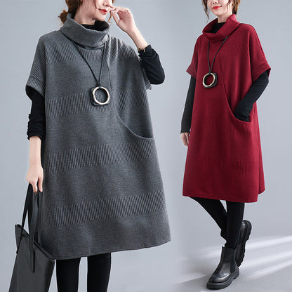 Elegant Turtleneck Plus Sizes Loose Dresses