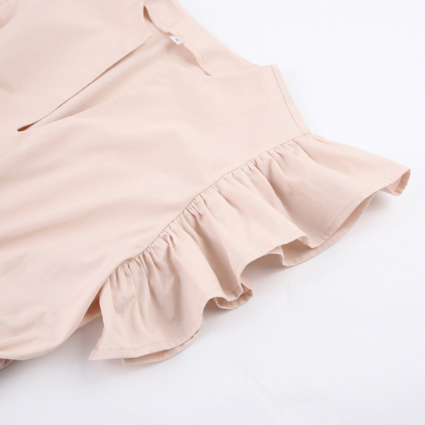 Lovely Cotton Designed Khaki Summer Mini Dresses