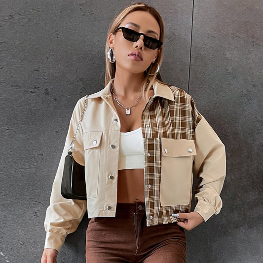 Casual Women Turover Collar Short Overcoat
