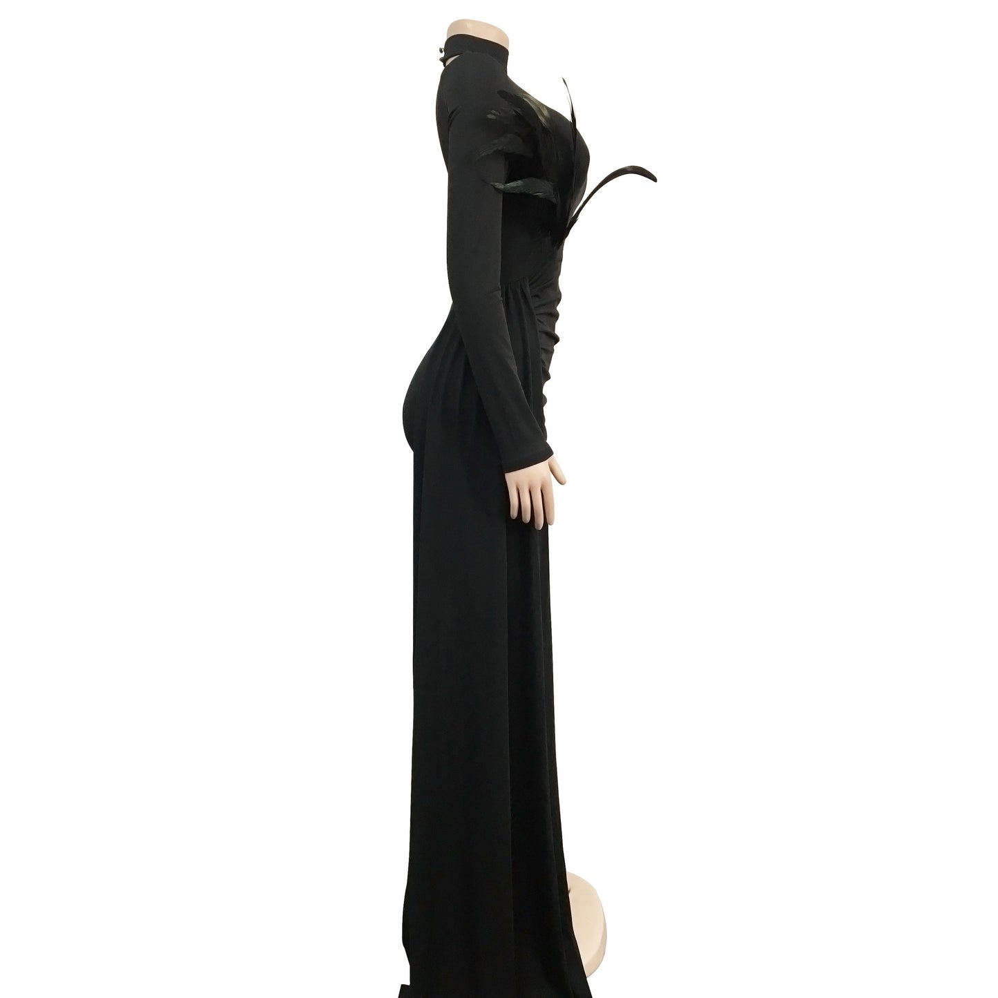 Sexy Feather Design One Shoulder Evening Party Dresses