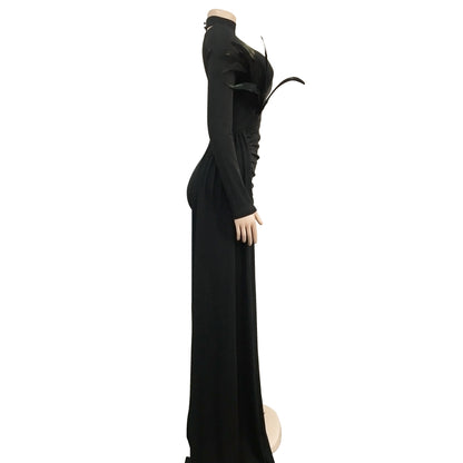 Sexy Feather Design One Shoulder Evening Party Dresses