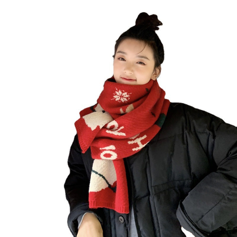 Christmas Santa Claus Knitted Winter Scarves for Gifts