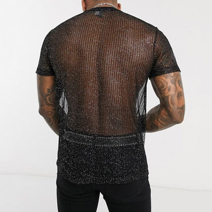 Sexy See Through Tulle Men's Night Party Shirts