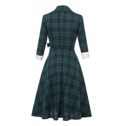 Vintage Plaid Long Sleeves Blazer Women Dresses