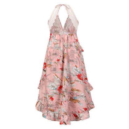 Sexy Halter Backless Summer Beach Lace Dresses