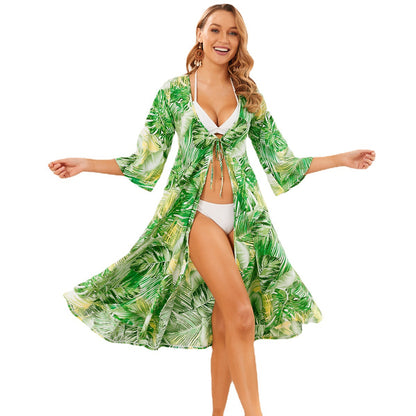 Casual Half Sleeves Chiffon Summer Beach Cover Ups