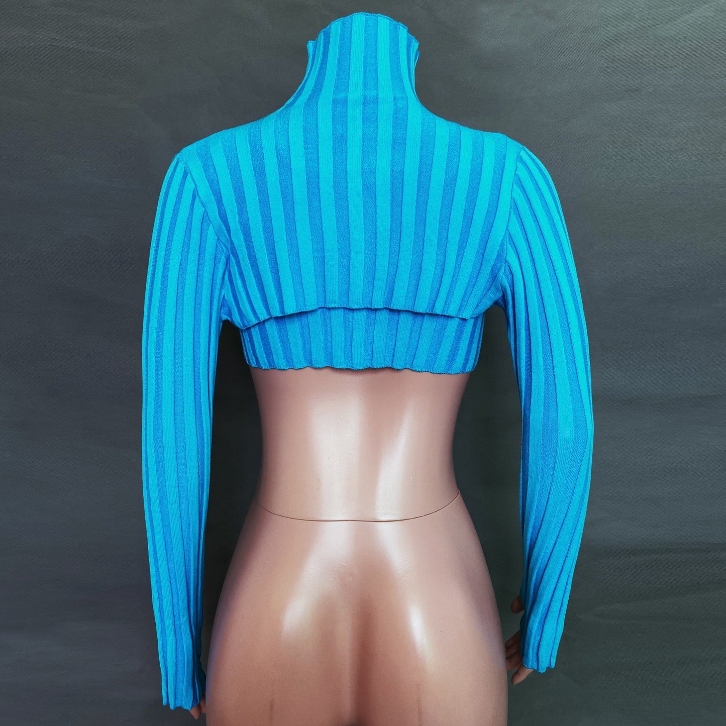 Sexy High Neck Knitting Women Short Tops Suits