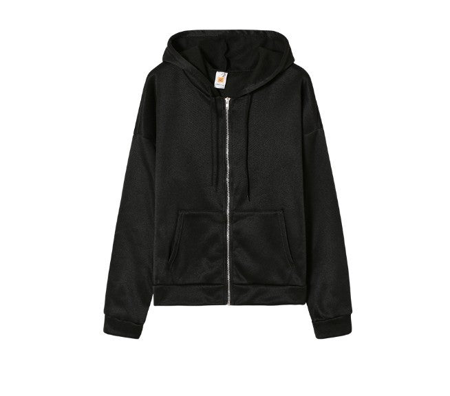 Casual Zipper Velvet Long Sleves Women Hoody Tops