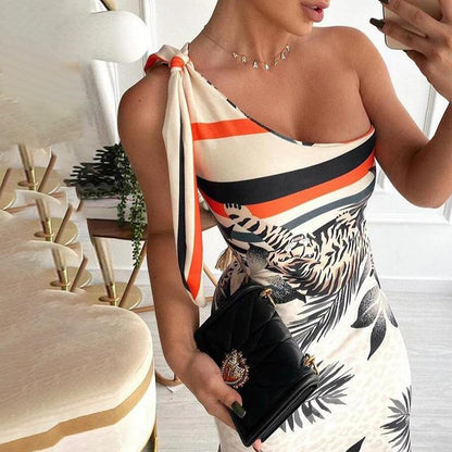 Sexy One Shoulder Irregular Strapless Long Dresses-STYLEGOING