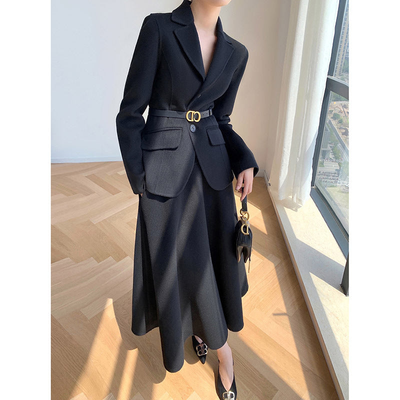 Luxury Woolen Blazer Top & Skirts Sets for Women
